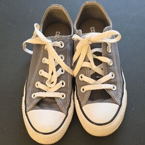 Converse Gray and White Low-Top Sneakers with Rubber Toe Cap